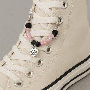 Beaded Shoe Charm – Pink & Black Dog Lover Clip